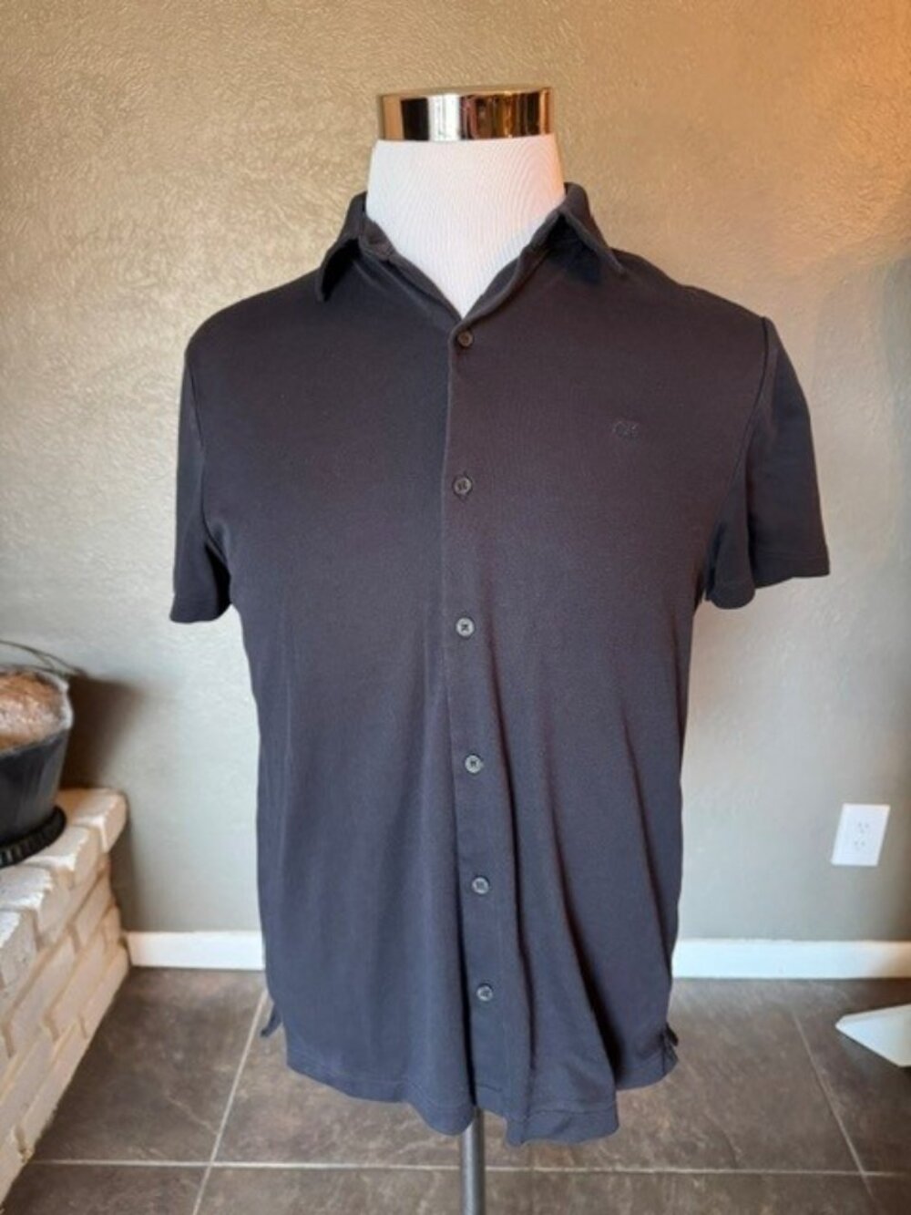 Calvin Klein Dark Navy Short Sleeve Button Up